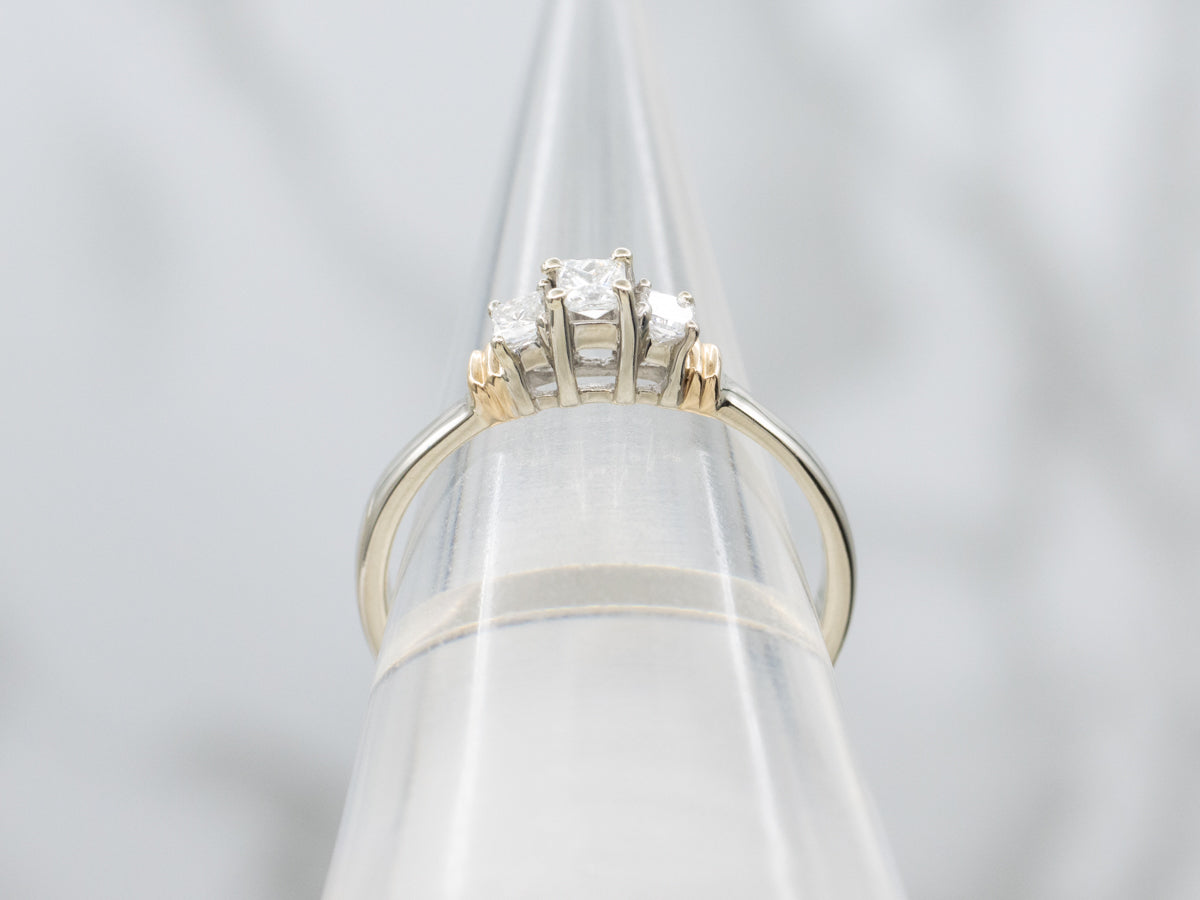 Modern Princess Cut Diamond Three-Stone Engagement Ring