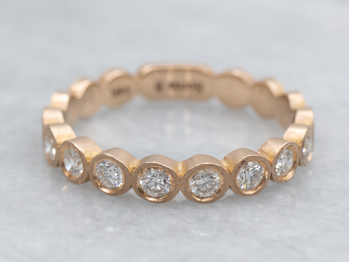 Brushed-Gold Bezel Set Diamond Wedding Band