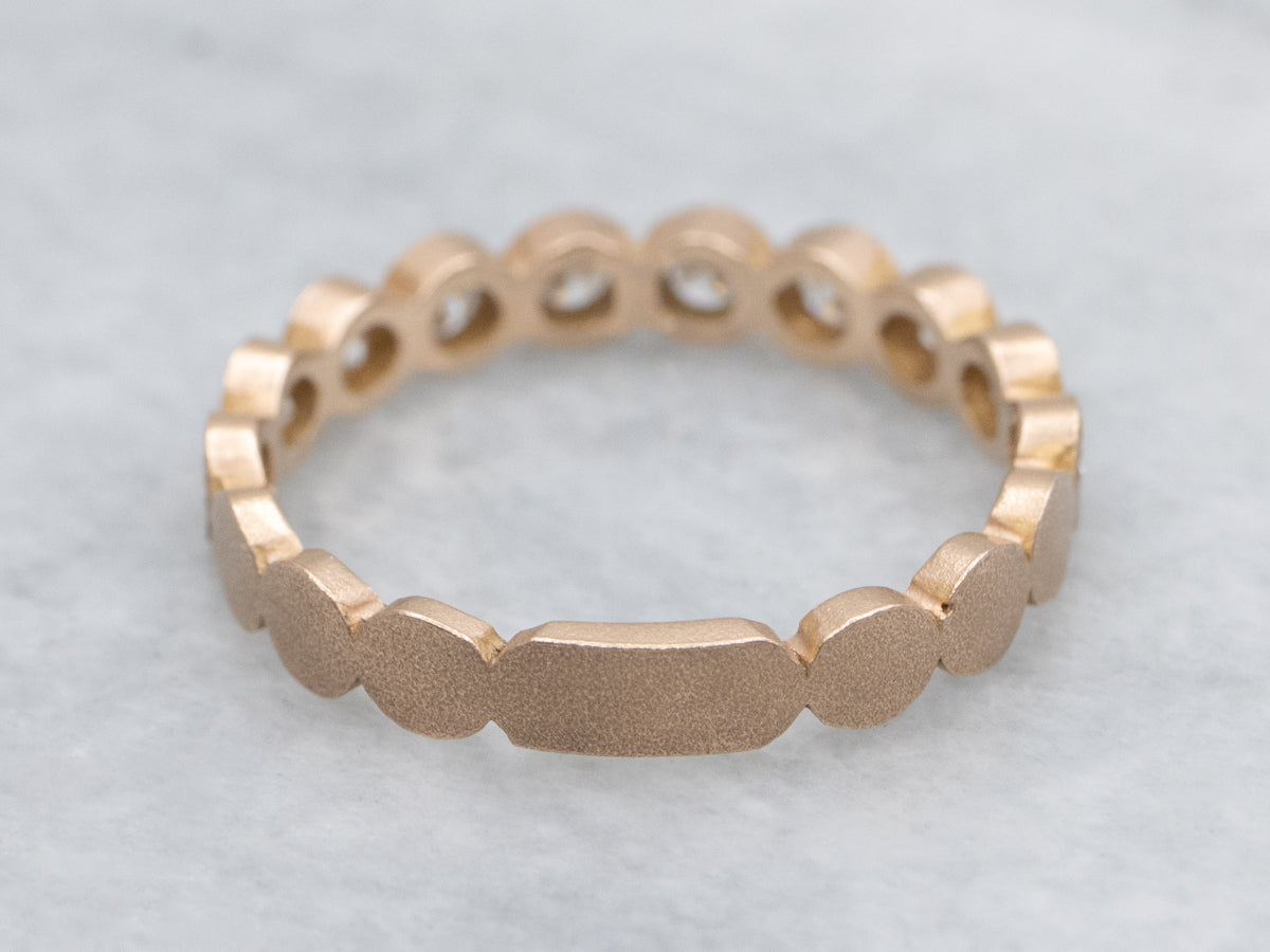 Brushed-Gold Bezel Set Diamond Wedding Band