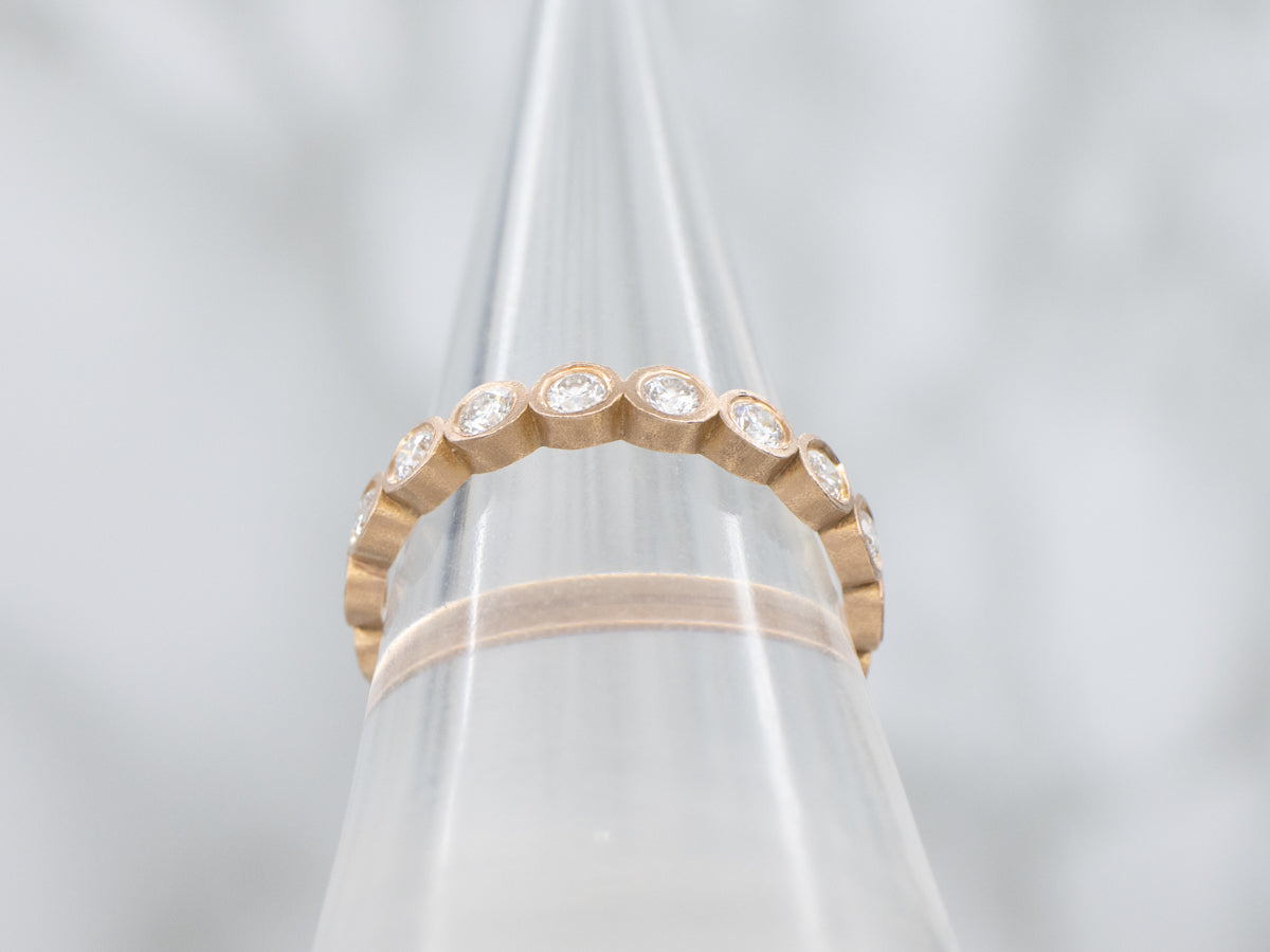 Brushed-Gold Bezel Set Diamond Wedding Band
