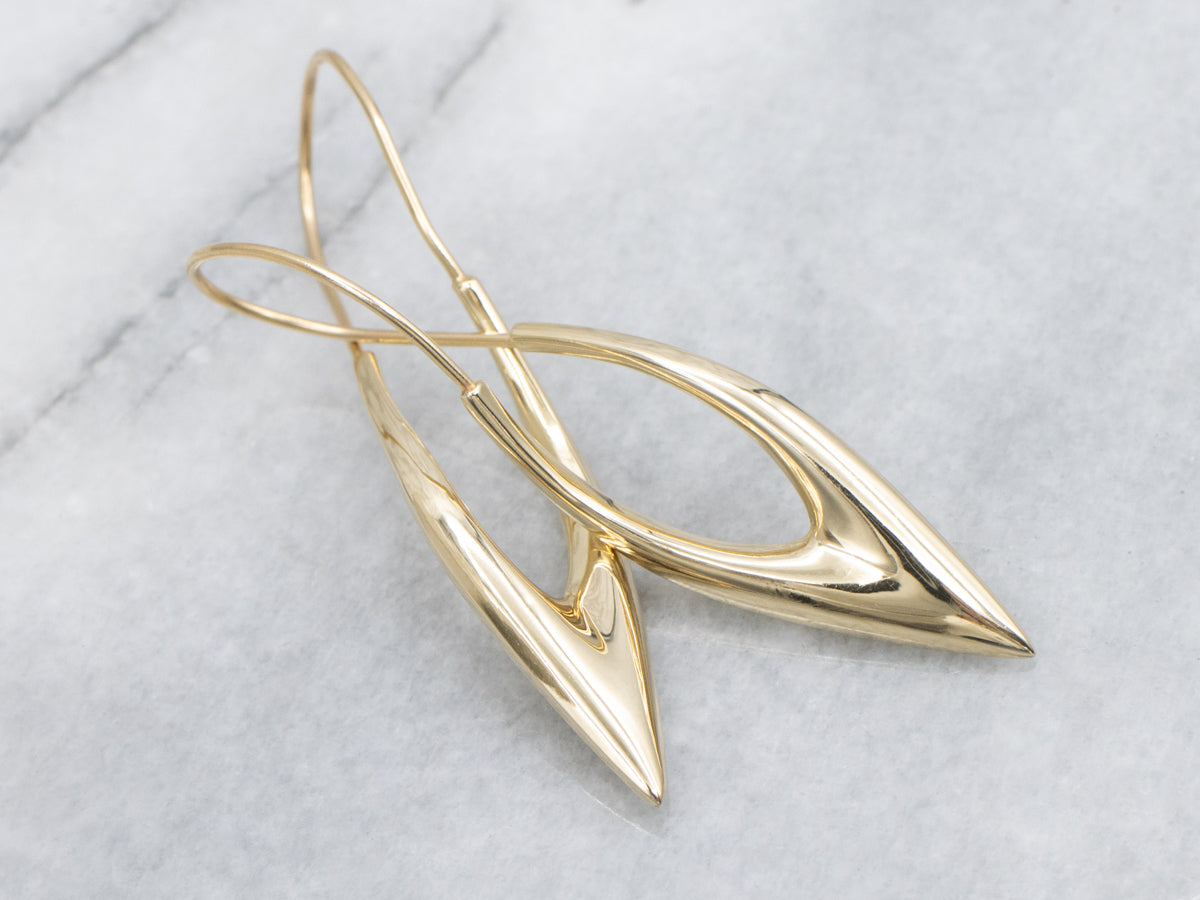 Pointed Gold Twisting Abstract Drop Earrings