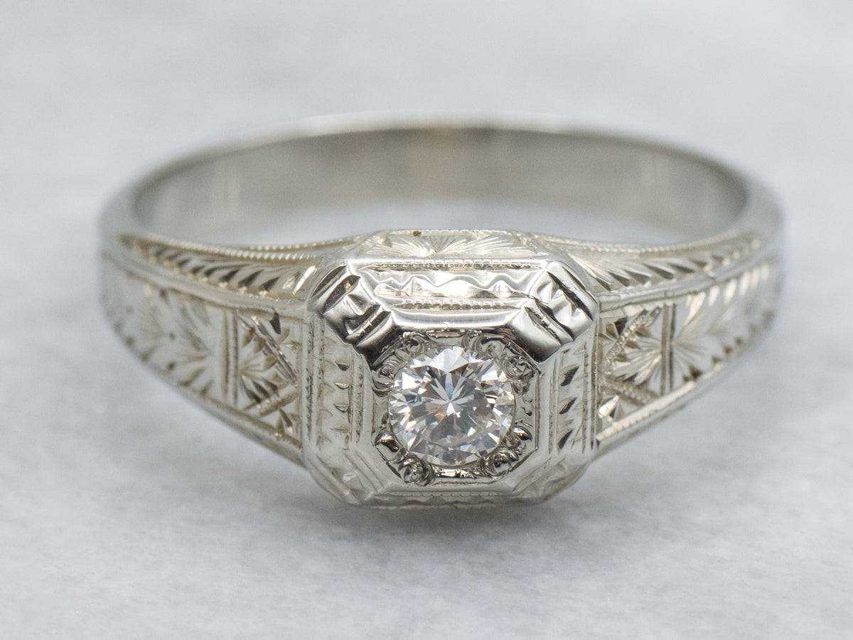 Men&#39;s Art Deco Era Diamond Solitaire Ring