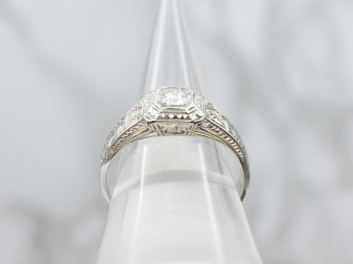 Men's Art Deco Era Diamond Solitaire Ring
