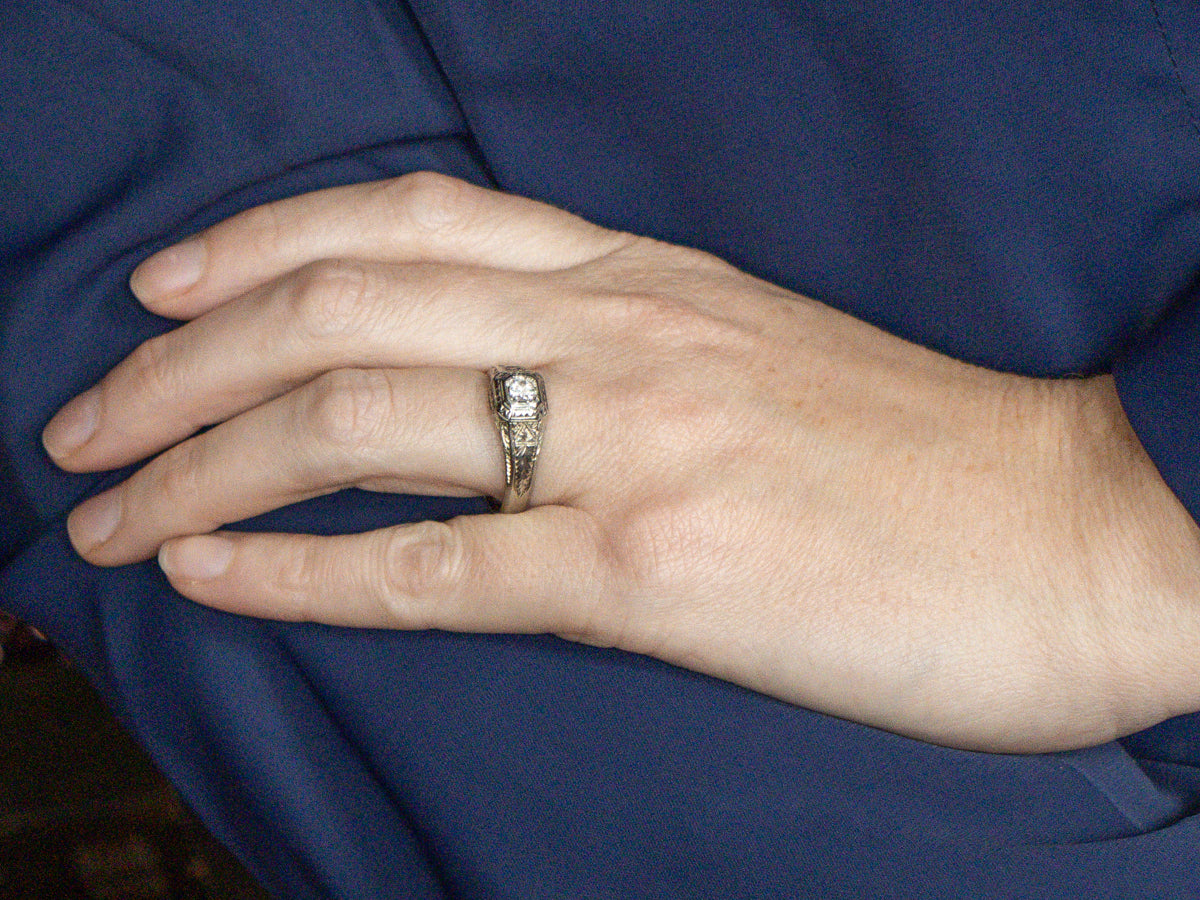 Men's Art Deco Era Diamond Solitaire Ring