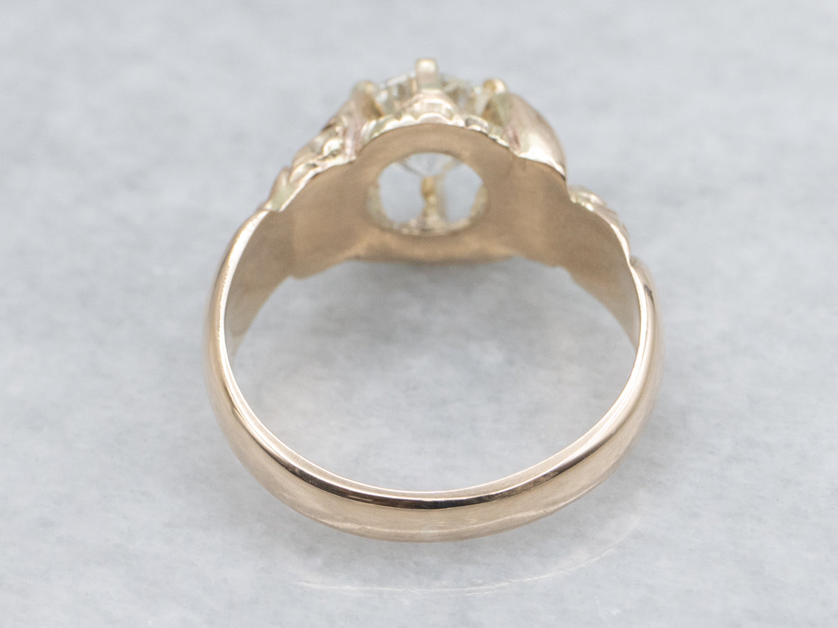 Brilliant Diamond in Ornate Victorian Gold Solitaire Setting