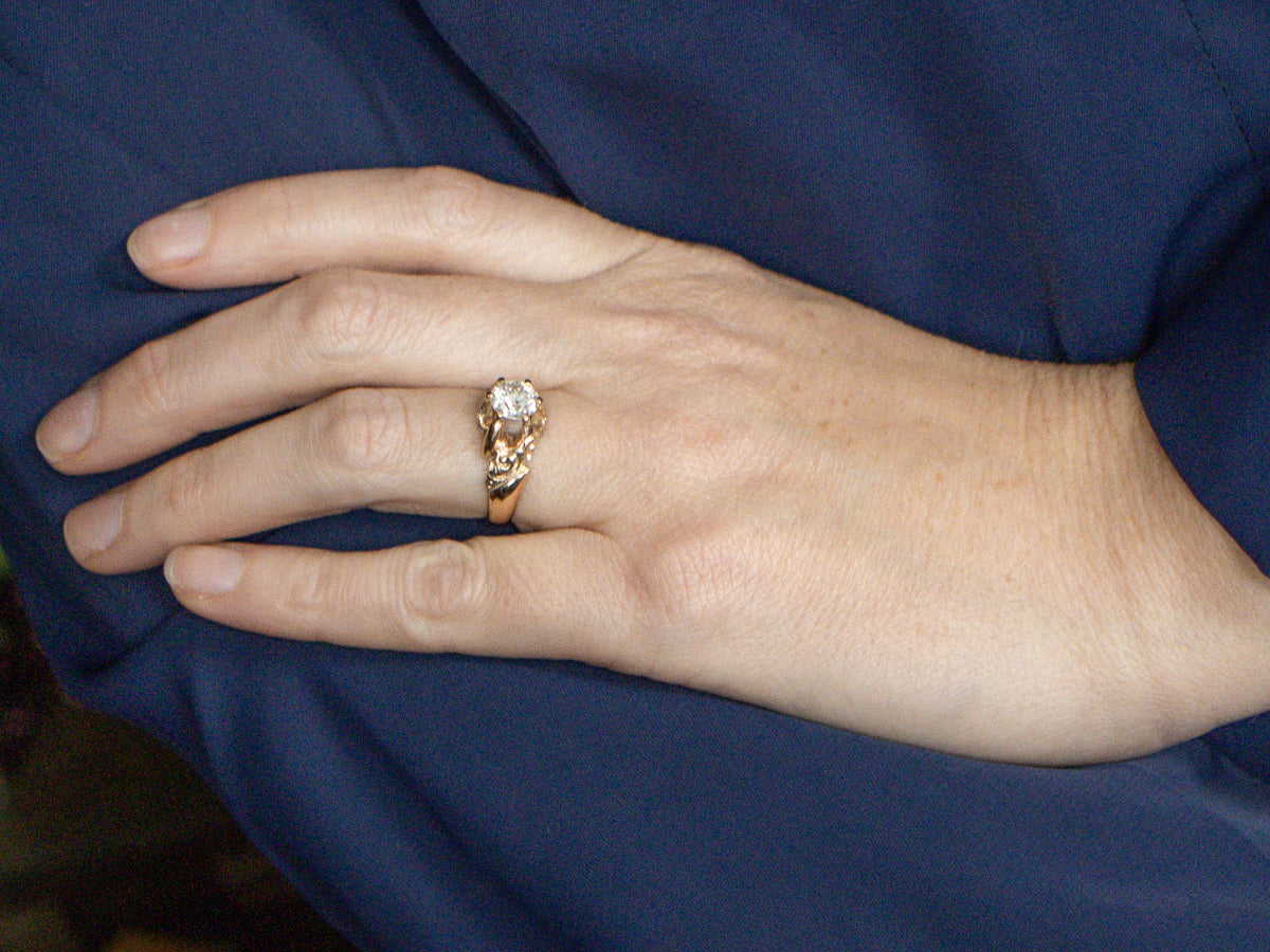 Brilliant Diamond in Ornate Victorian Gold Solitaire Setting