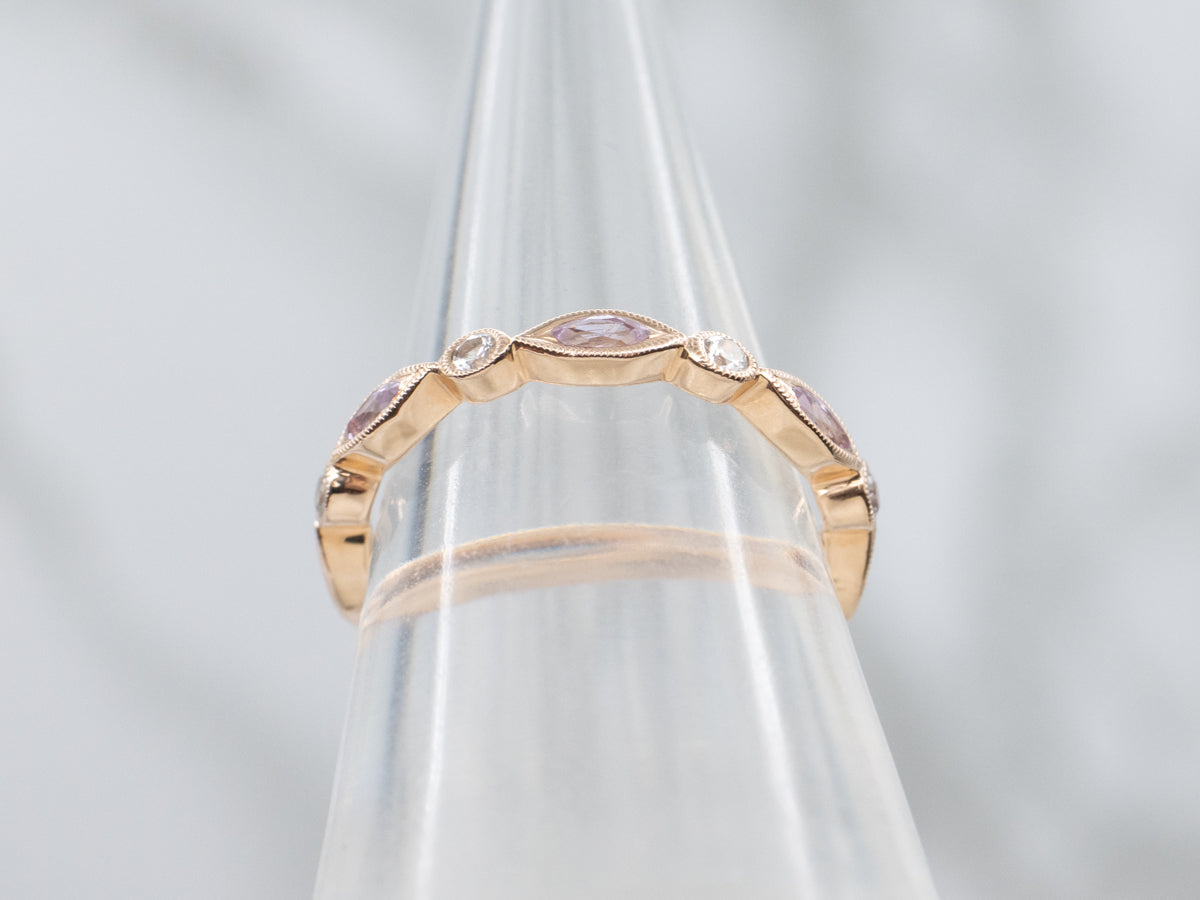 Marquise Pink and White Sapphire Rose Gold Eternity Band