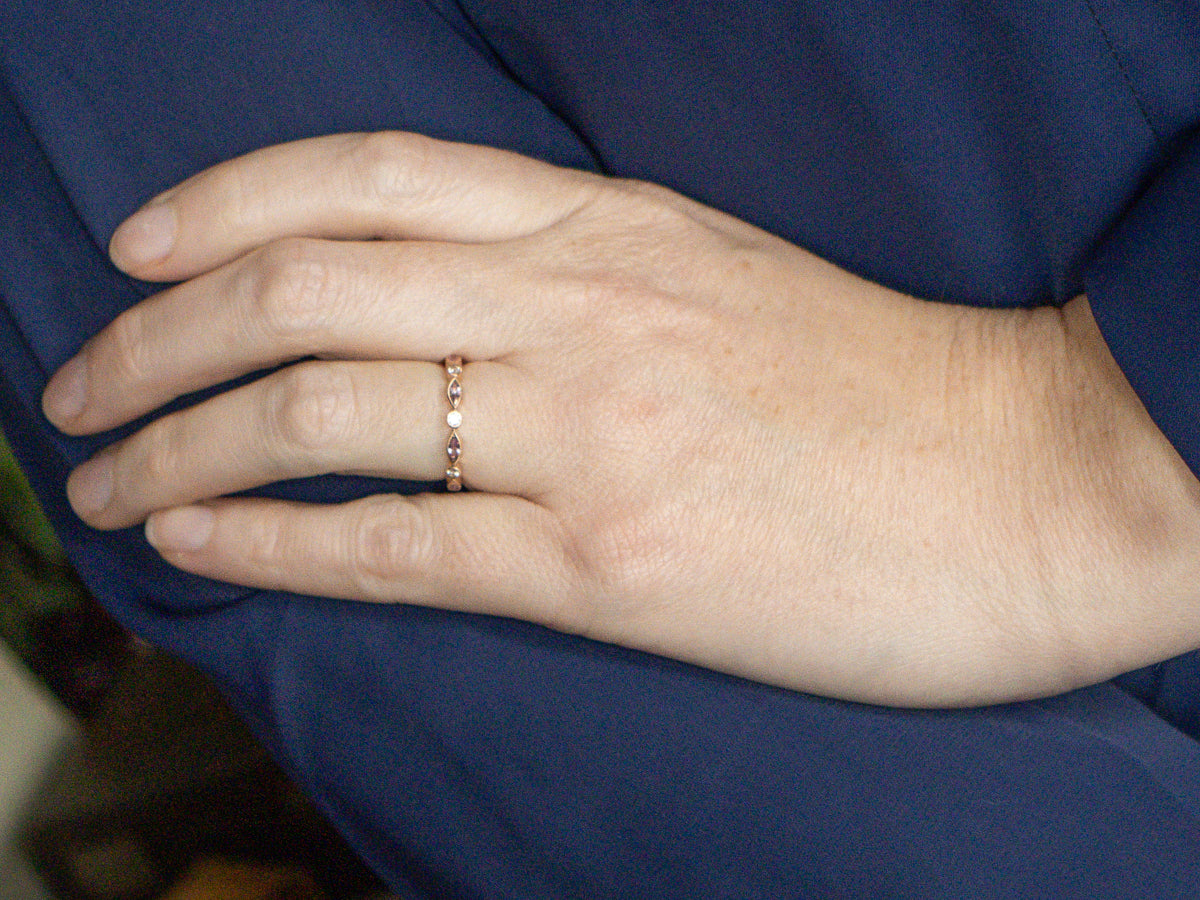 Marquise Pink and White Sapphire Rose Gold Eternity Band