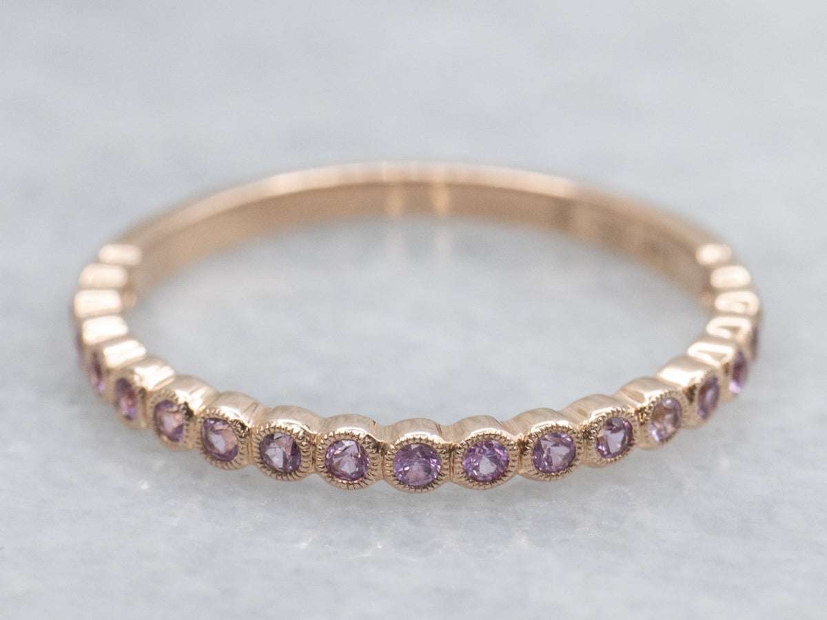 Sweet Bezel-Set Pink Sapphire Rose Gold Eternity Band