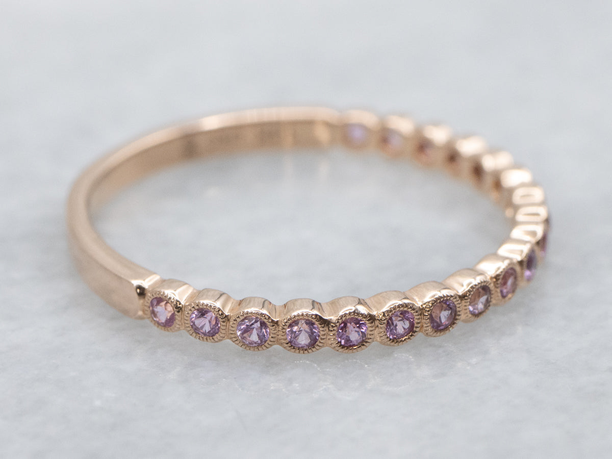 Sweet Bezel-Set Pink Sapphire Rose Gold Eternity Band