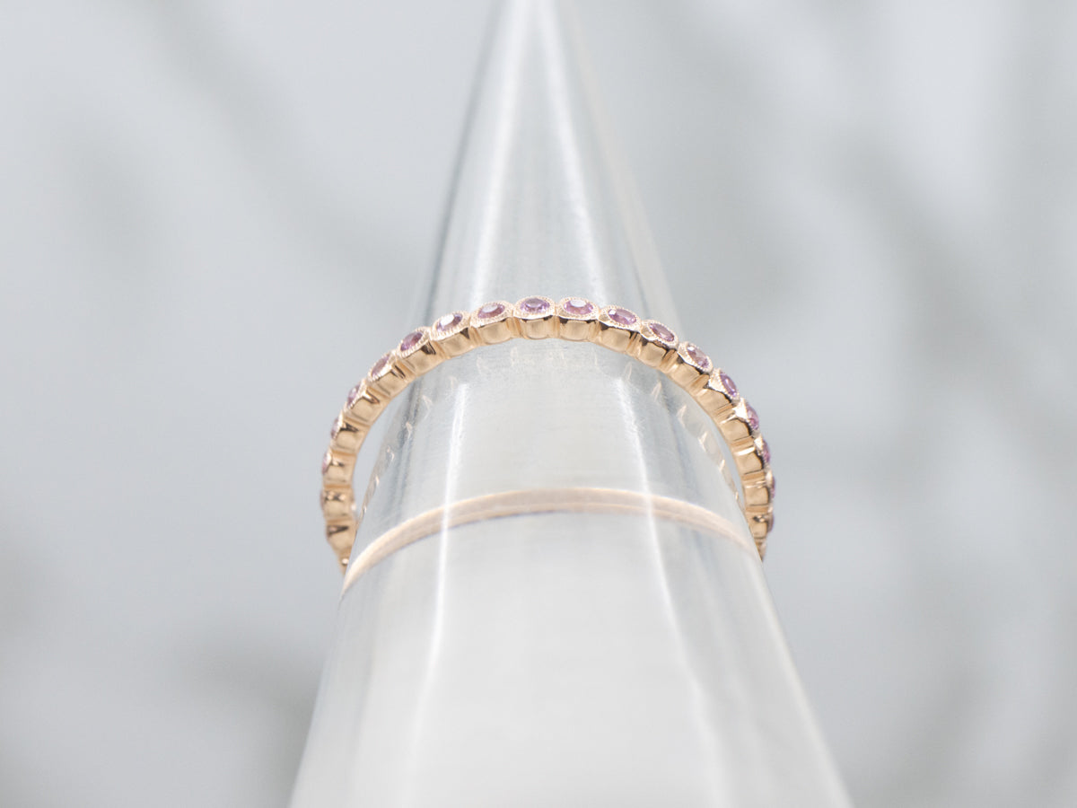Sweet Bezel-Set Pink Sapphire Rose Gold Eternity Band