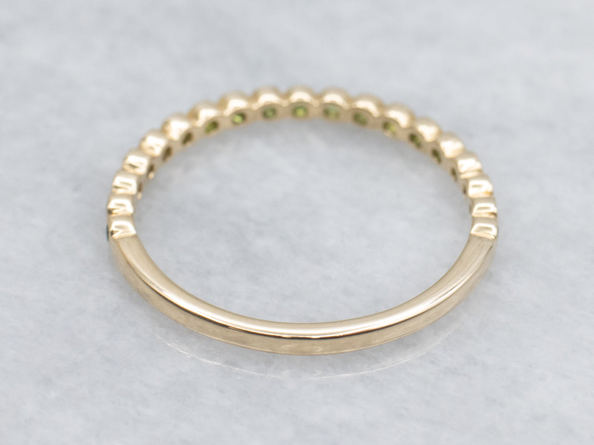 Bezel-Set Tsavorite Garnet Yellow Gold Band