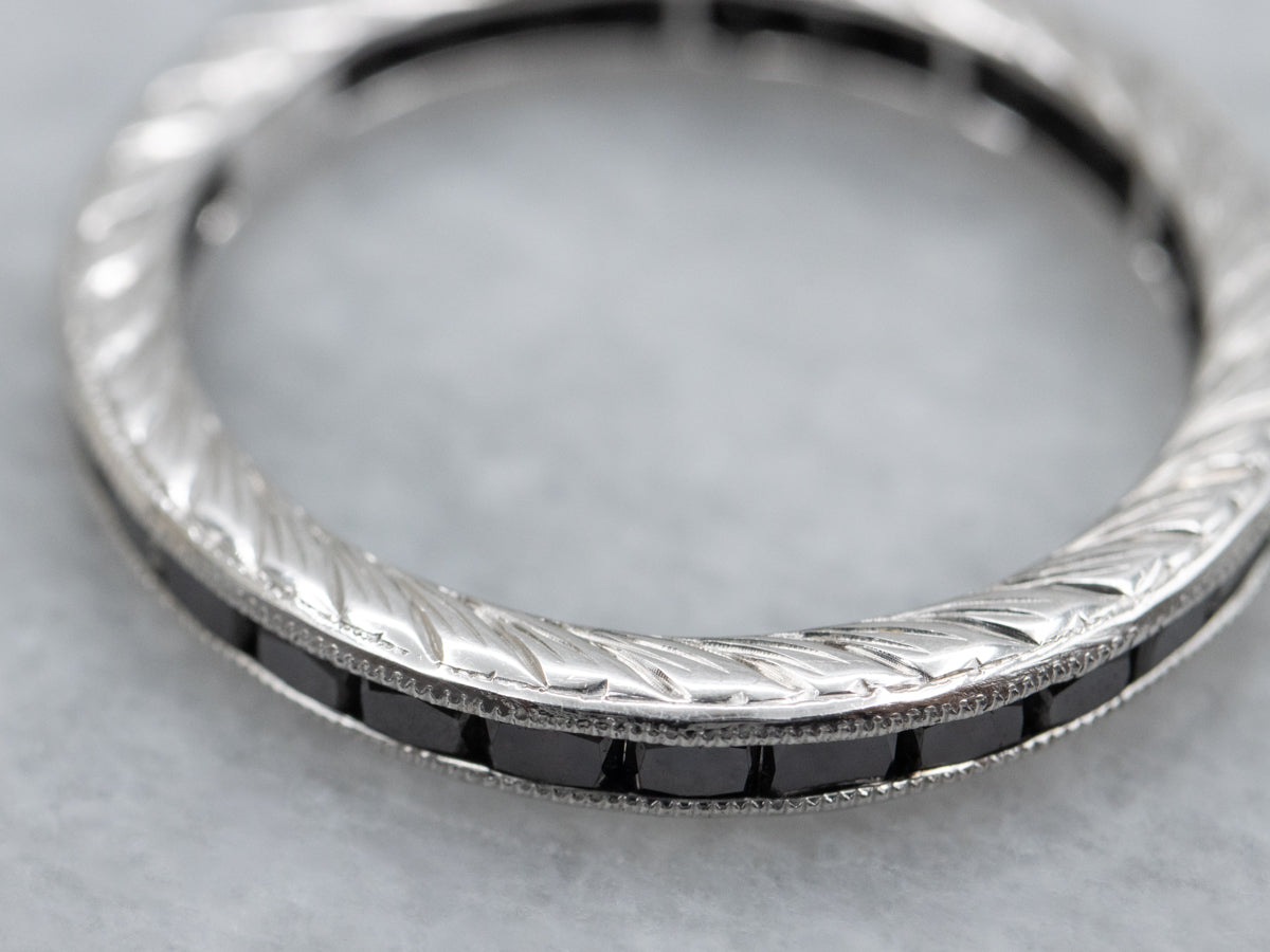Channel-Set Black Diamond White Gold Eternity Band