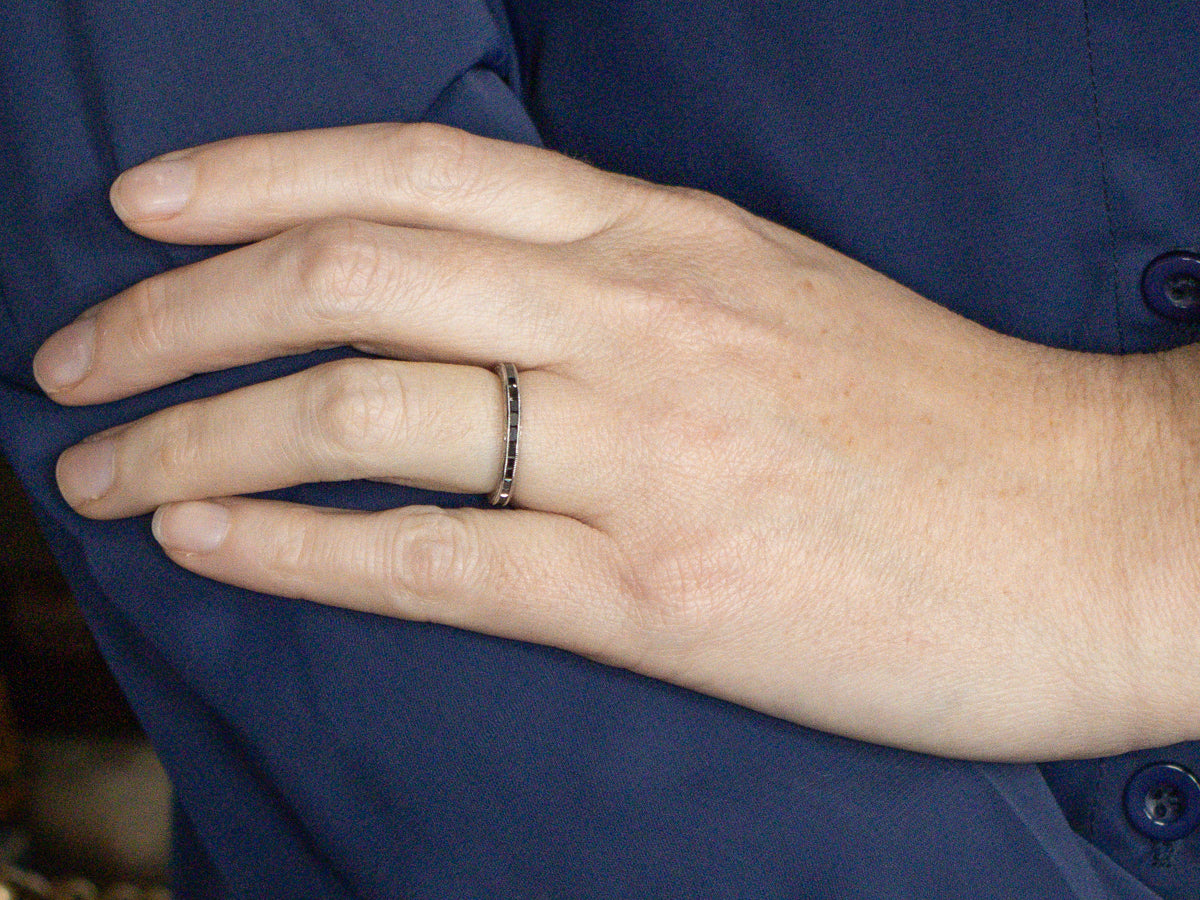 Channel-Set Black Diamond White Gold Eternity Band