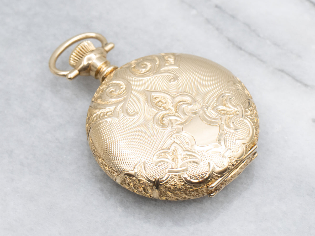 Ornate Antique Yellow Gold Waltham Pocket Watch