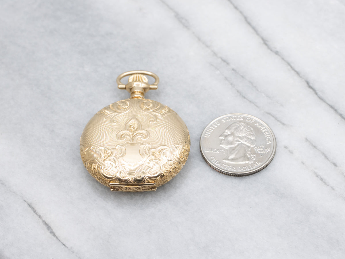 Ornate Antique Yellow Gold Waltham Pocket Watch