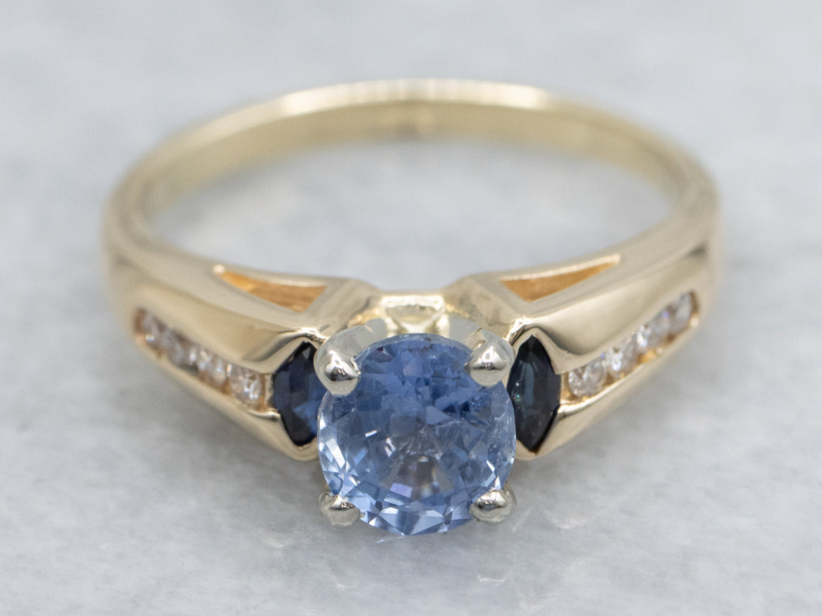 Modern Sapphire and Diamond Channel Set Ring