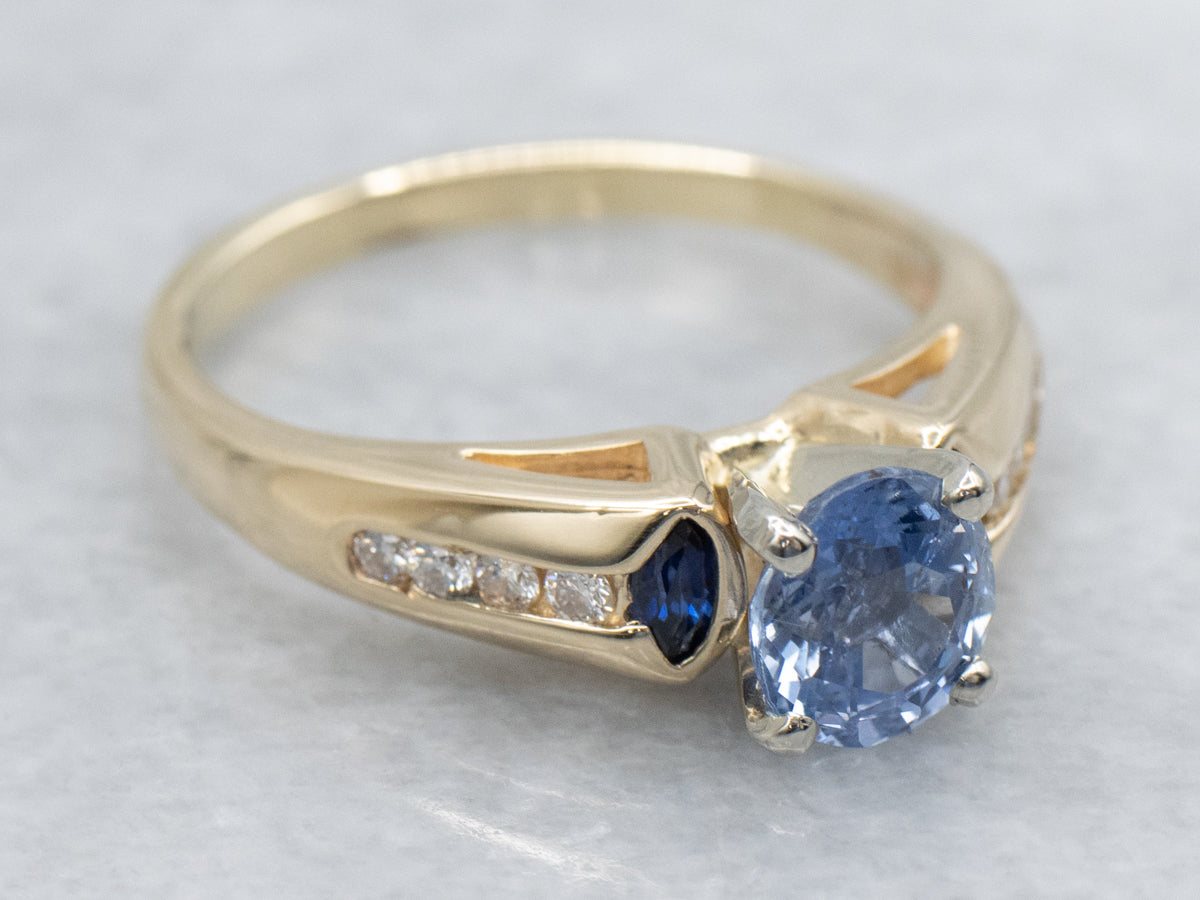 Modern Sapphire and Diamond Channel Set Ring