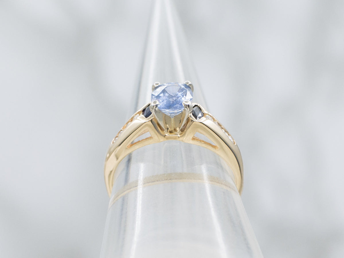 Modern Sapphire and Diamond Channel Set Ring