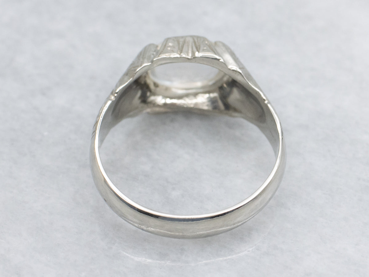 Men's East-to-West Set Moonstone Solitaire Art Deco Era Ring