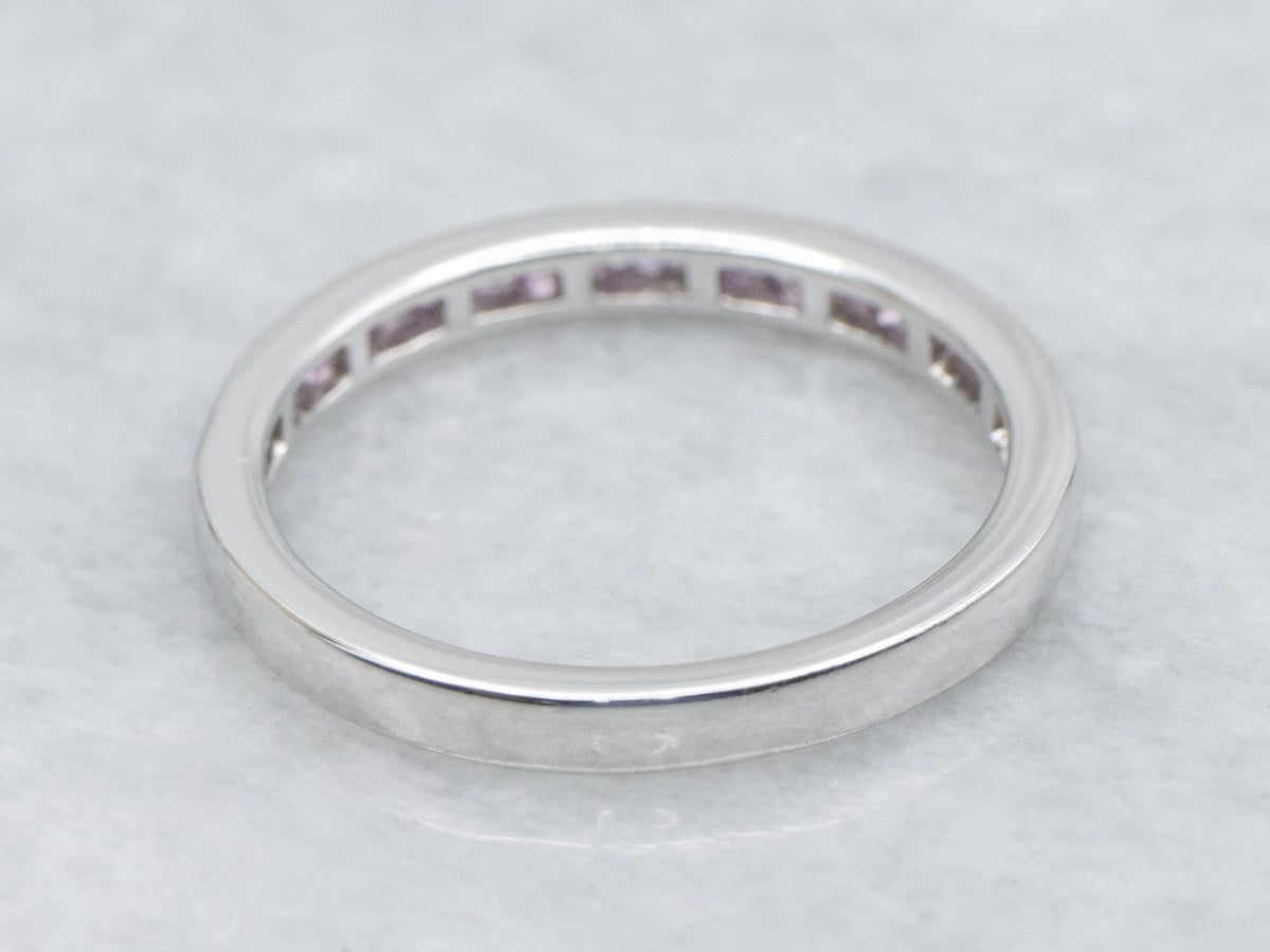 Channel Set Pretty Pink Sapphire White Gold Band