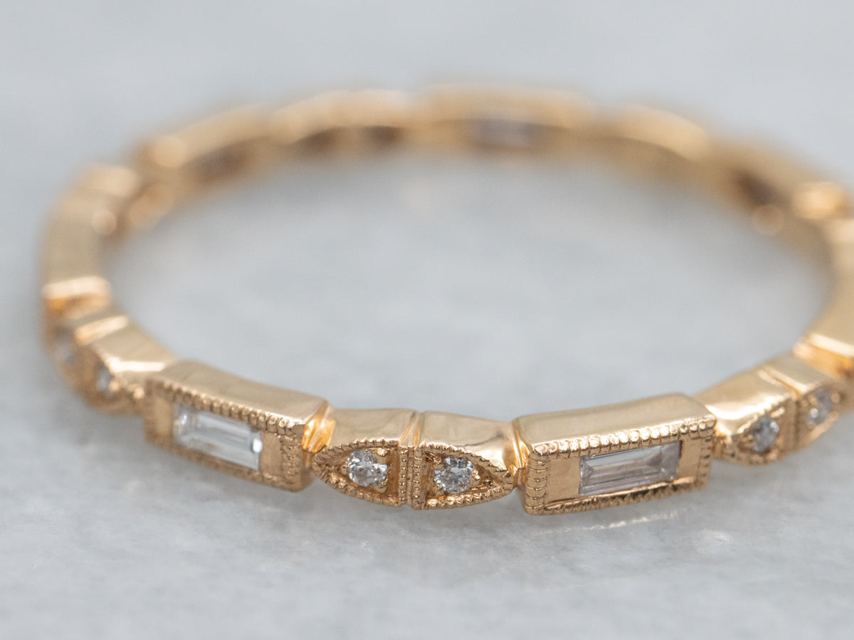 Rose Gold Mixed Cut Diamond Eternity Band