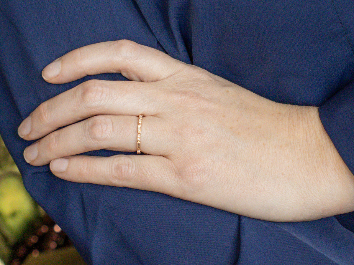 Rose Gold Mixed Cut Diamond Eternity Band