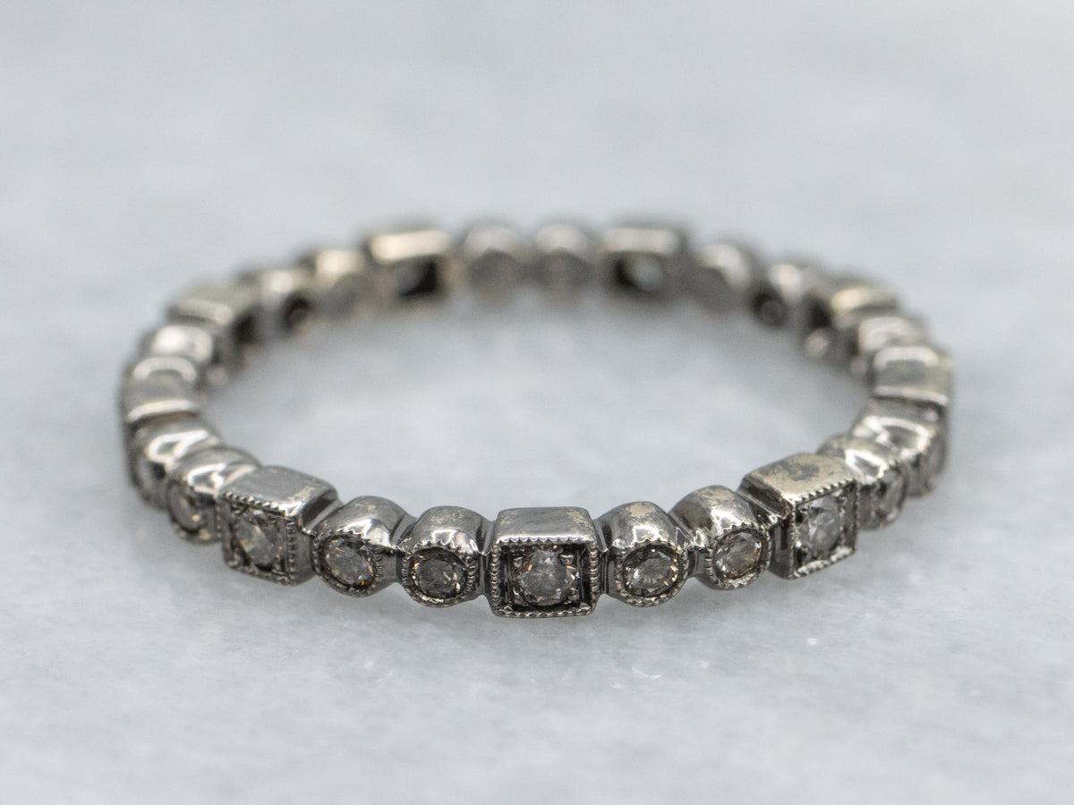 Champagne Diamond Black Rhodium Plated Eternity Band