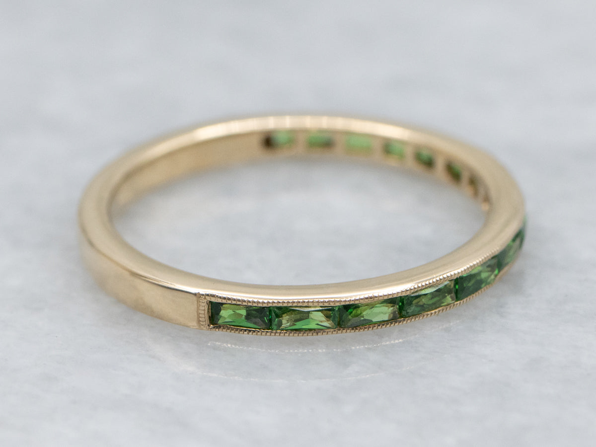 Channel-Set Tsavorite Garnet Yellow Gold Band