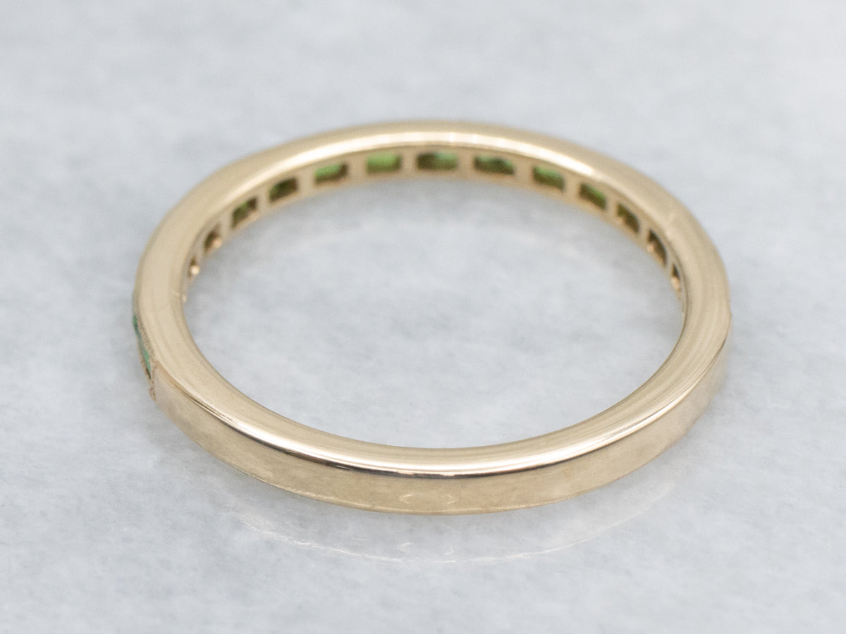 Channel-Set Tsavorite Garnet Yellow Gold Band