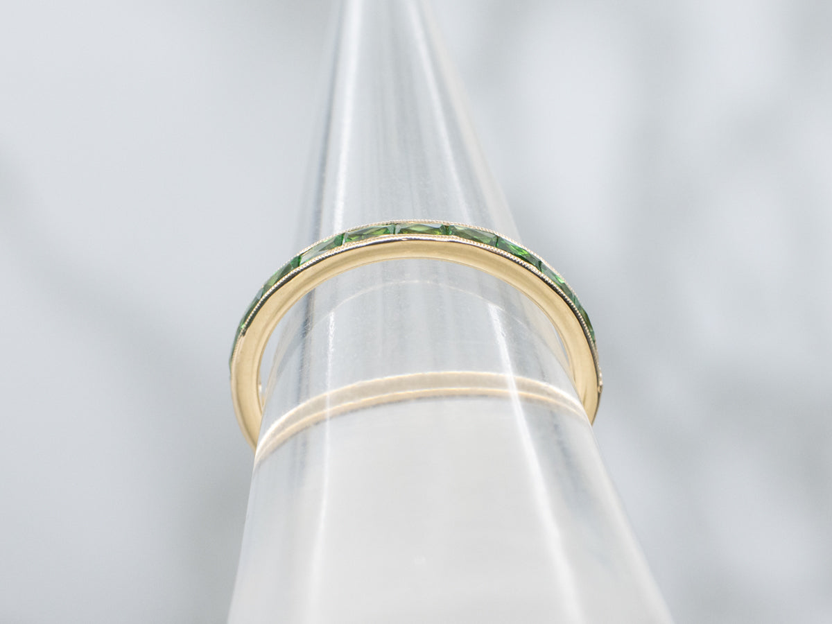 Channel-Set Tsavorite Garnet Yellow Gold Band