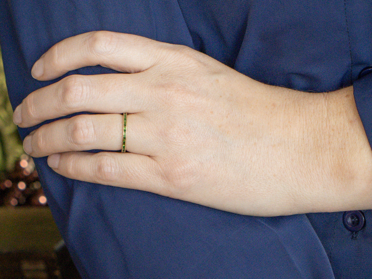 Channel-Set Tsavorite Garnet Yellow Gold Band