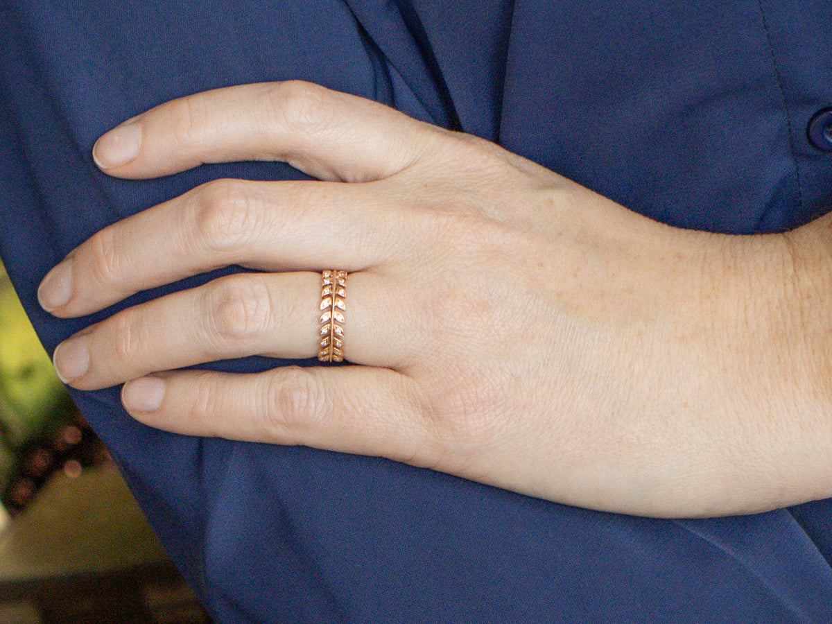 Diamond Vine Patterned Rose Gold Eternity Band