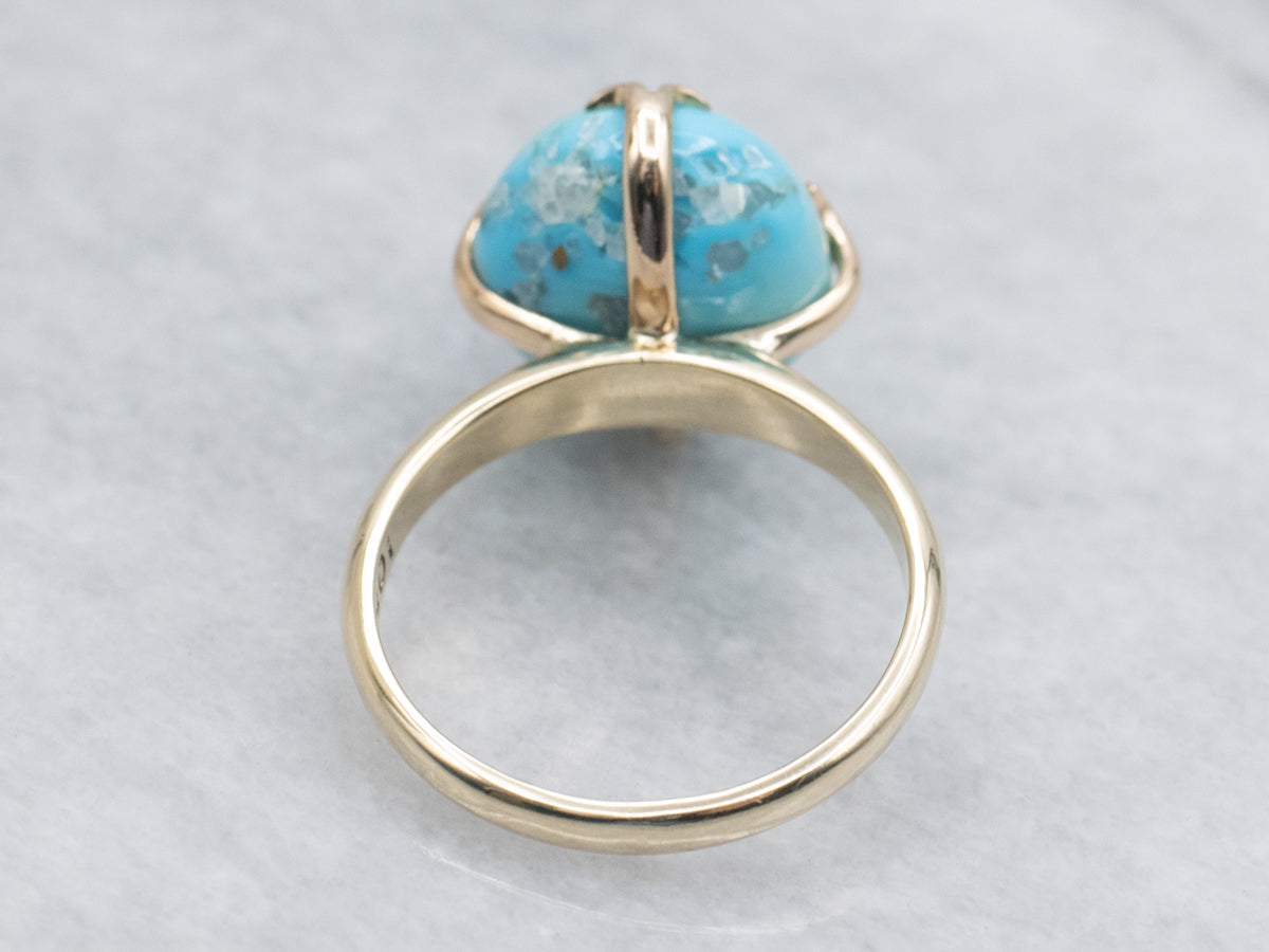 Simple Turquoise Yellow Gold Cabochon Ring