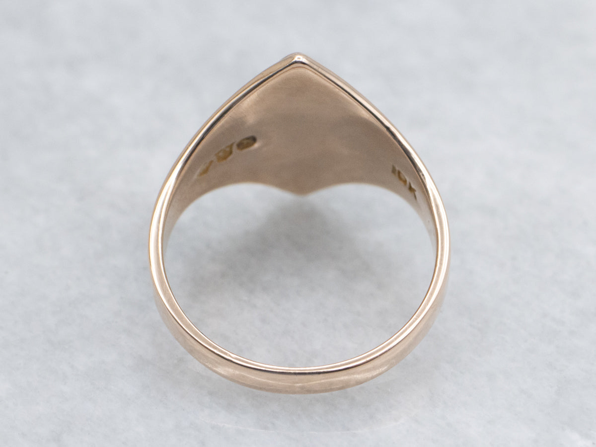 Rose Gold Signet Ring with Marquise Shaped Top
