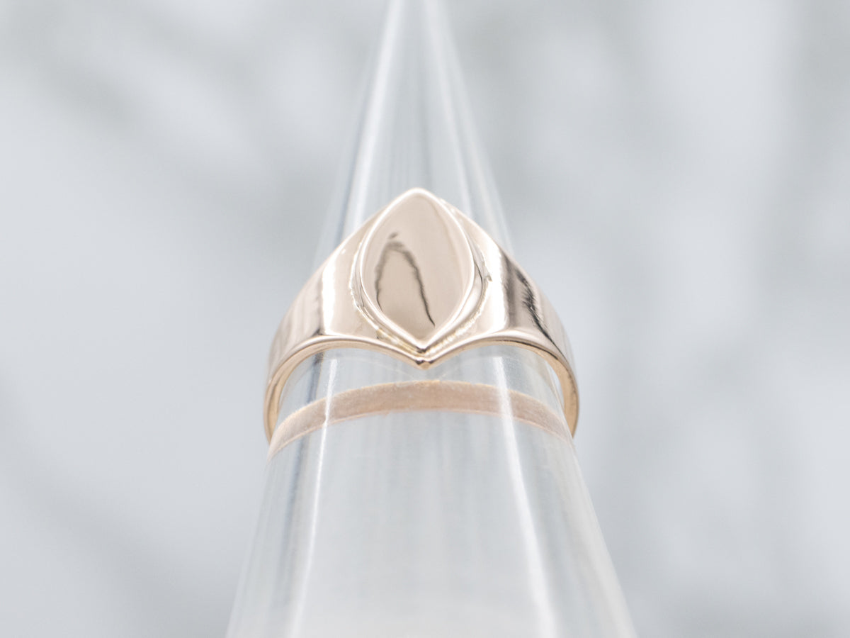 Rose Gold Signet Ring with Marquise Shaped Top