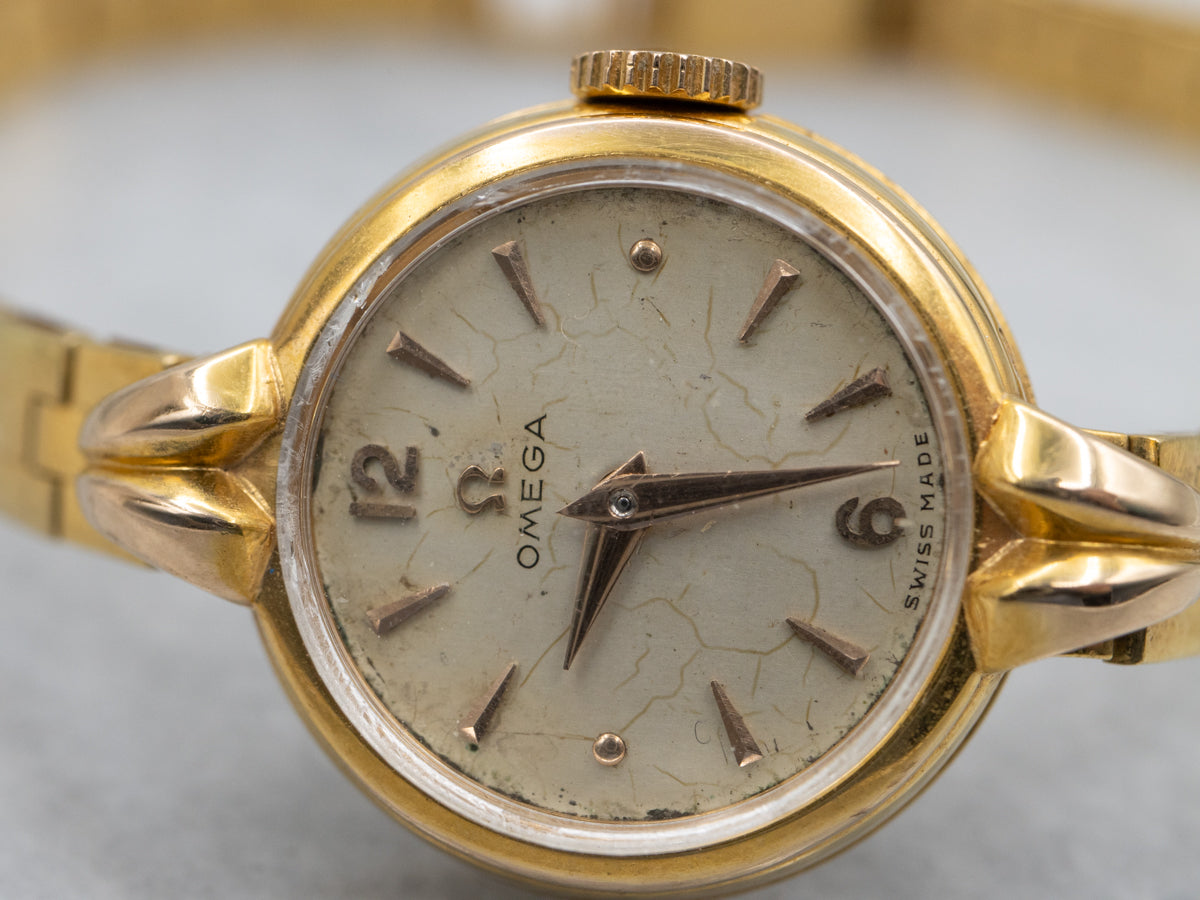 Vintage Omega 18-Karat Yellow Gold Wrist Watch