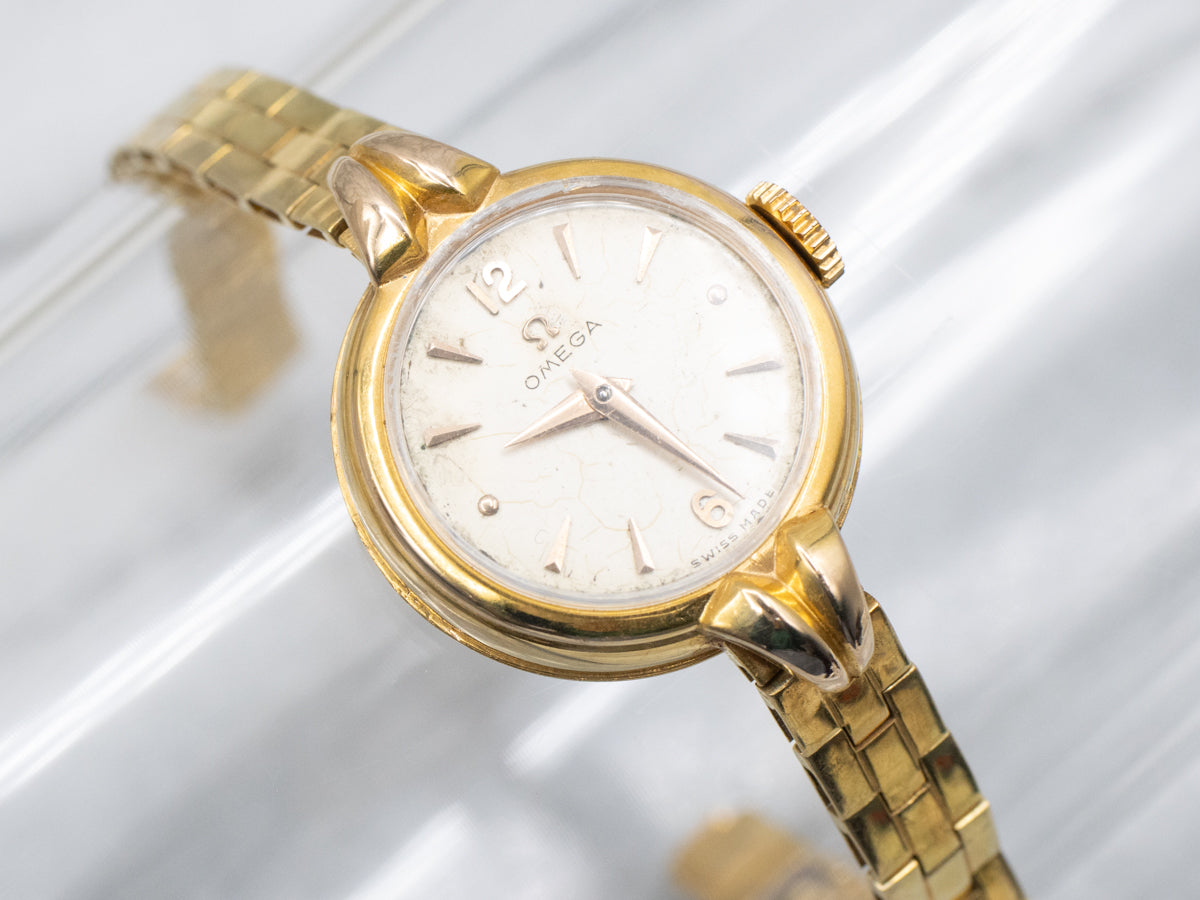 Vintage Omega 18-Karat Yellow Gold Wrist Watch