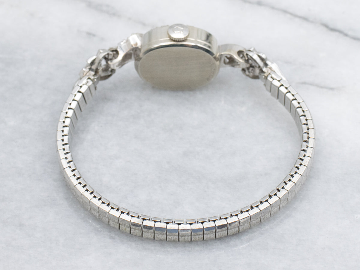 Retro Era Omega Diamond and White Gold Wrist Watch with Speidal Band