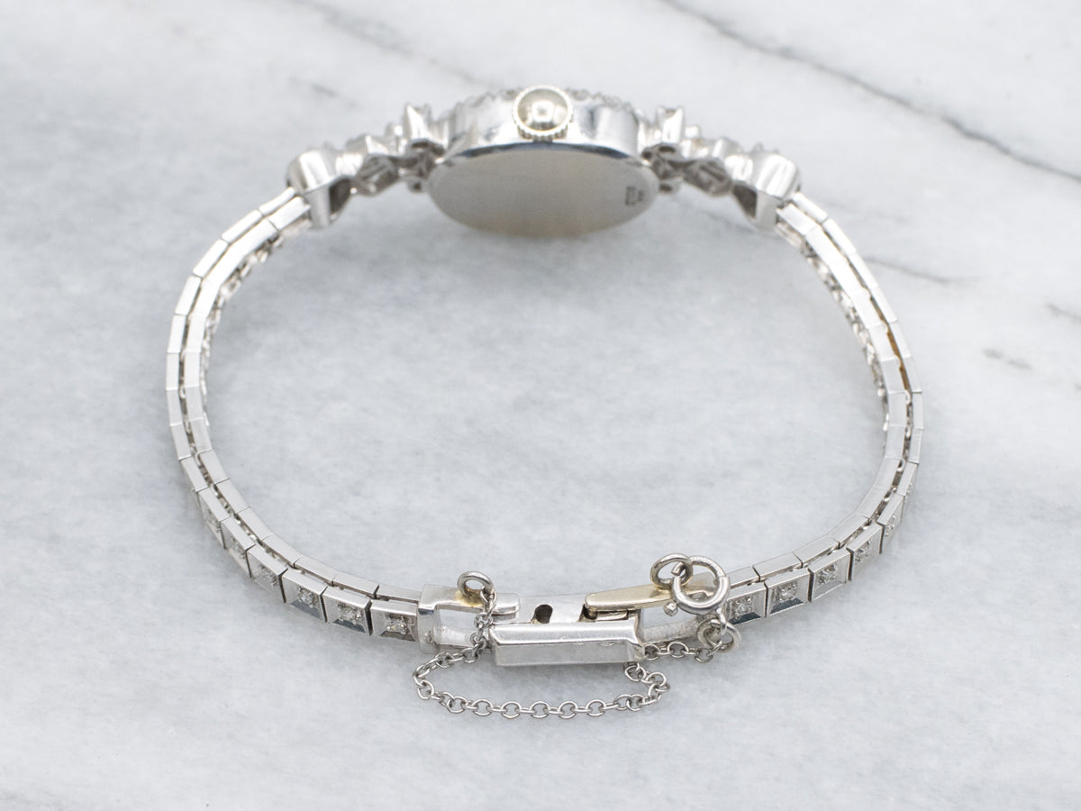 Ladies Vintage Hamilton Diamond White Gold Wrist Watch