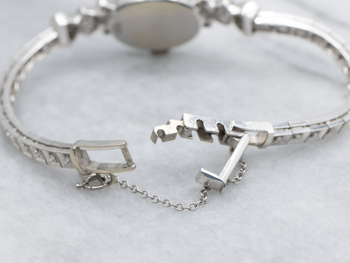 Ladies Vintage Hamilton Diamond White Gold Wrist Watch