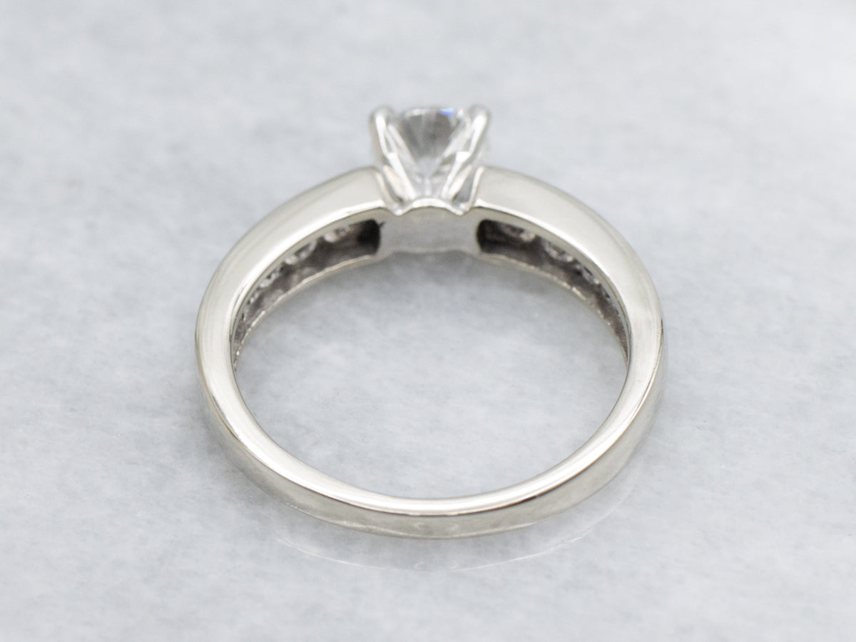 Modern Round Brilliant Diamond Engagement Ring with Channel Set Diamonds