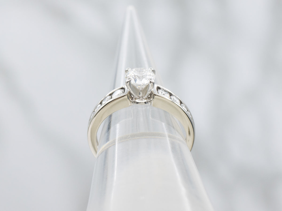 Modern Round Brilliant Diamond Engagement Ring with Channel Set Diamonds