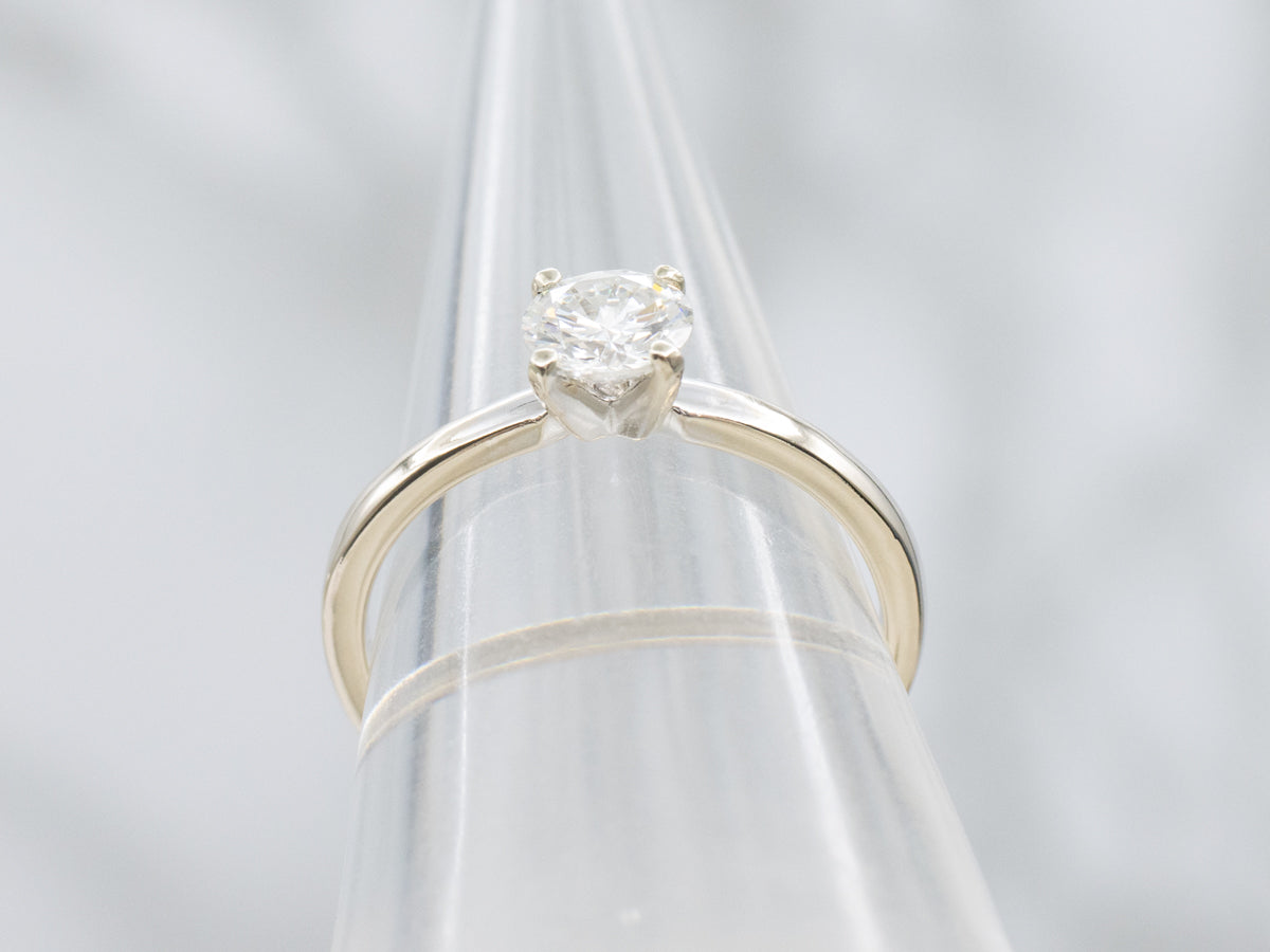 Classic Round Brilliant Cut Diamond Solitaire White Gold Engagement Ring