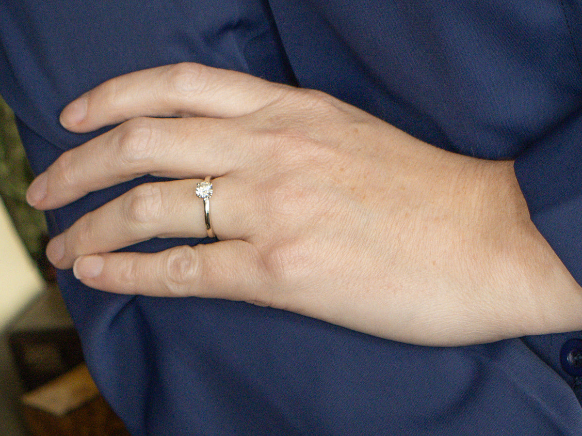 Classic Round Brilliant Cut Diamond Solitaire White Gold Engagement Ring