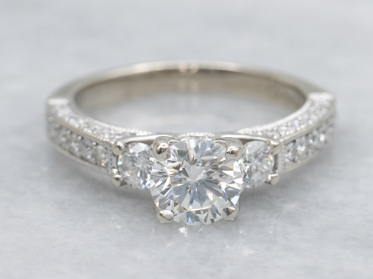 Round Brilliant Diamond Modern White Gold Engagement Ring