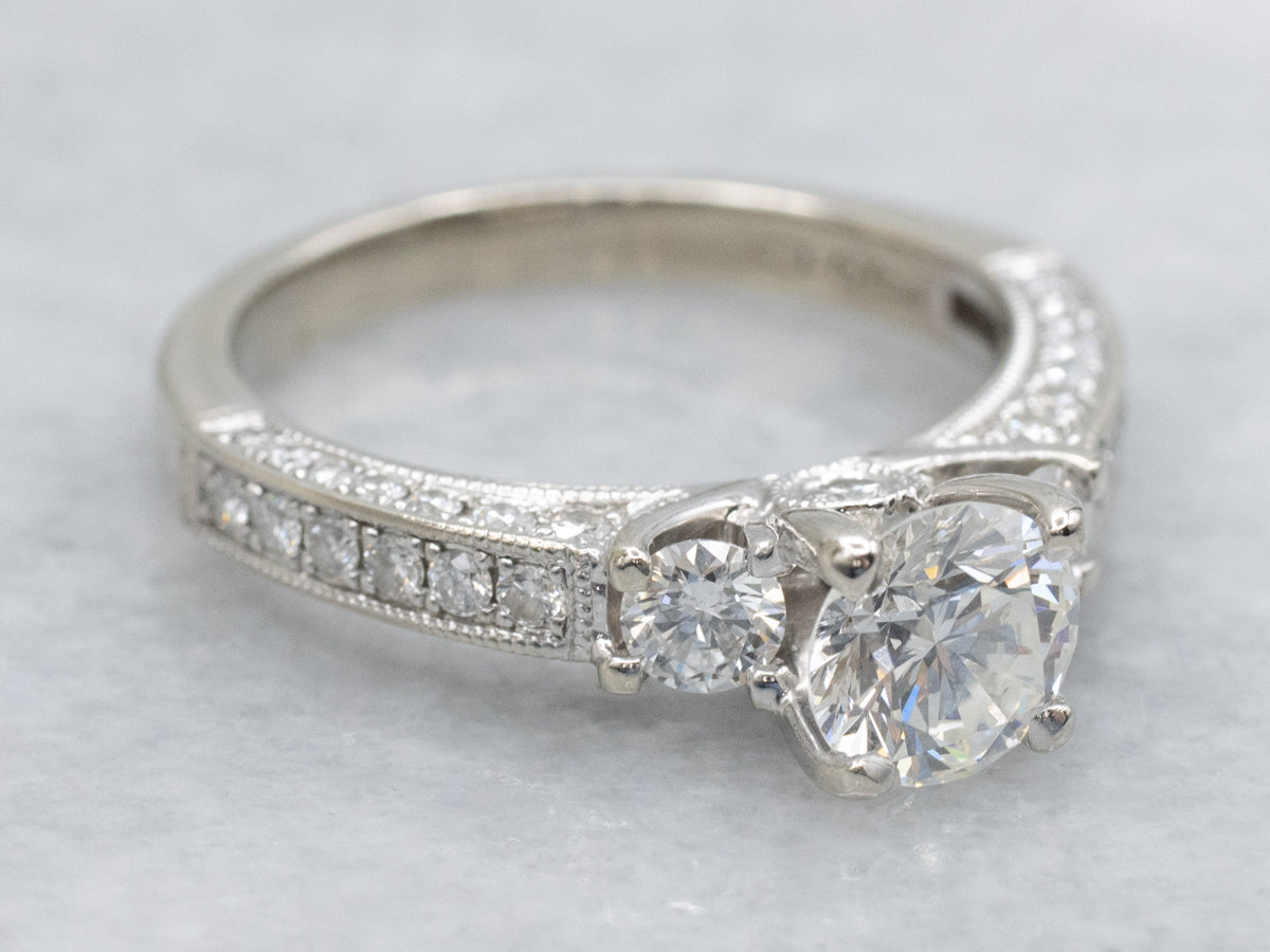 Round Brilliant Diamond Modern White Gold Engagement Ring