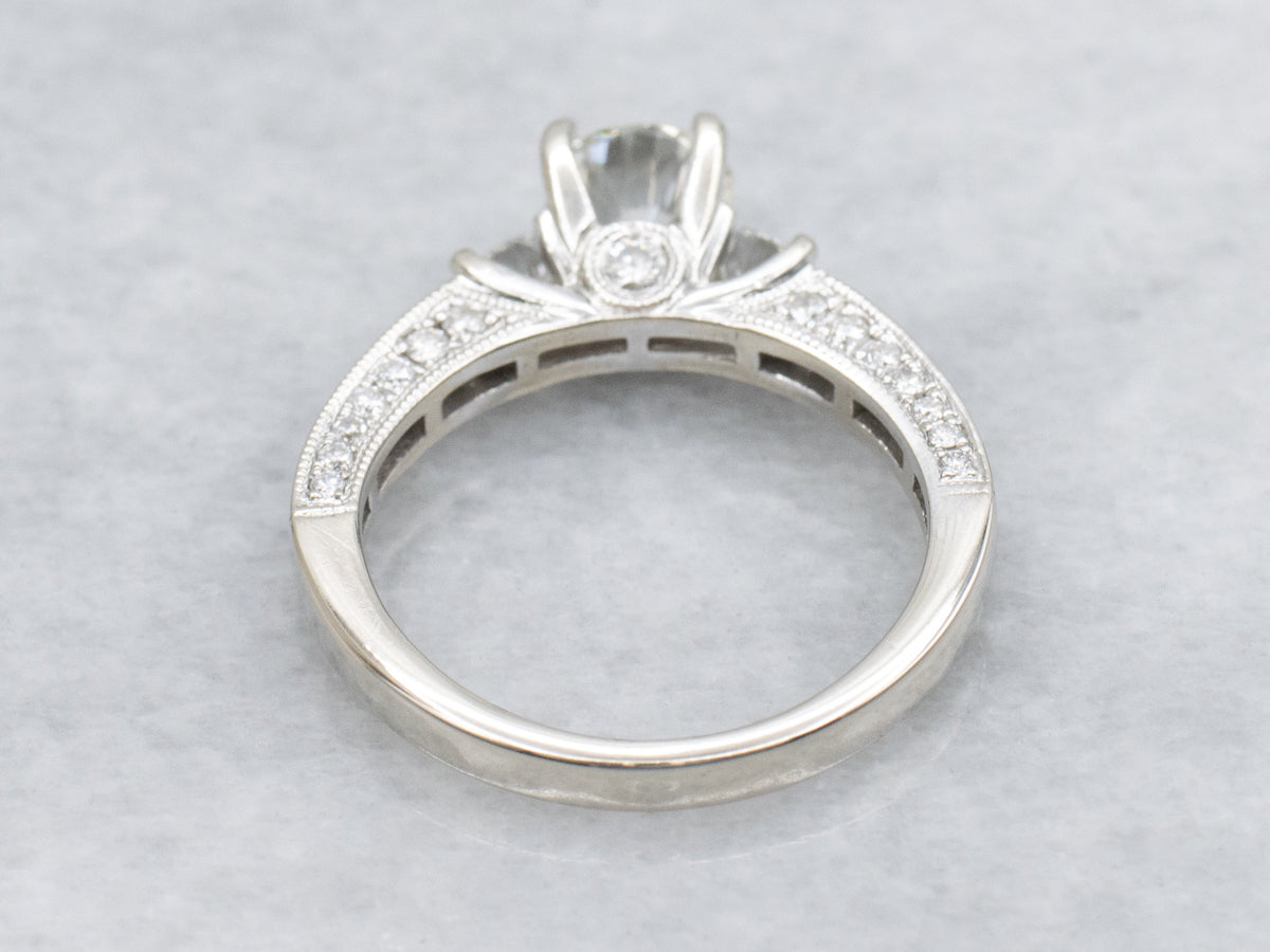 Round Brilliant Diamond Modern White Gold Engagement Ring