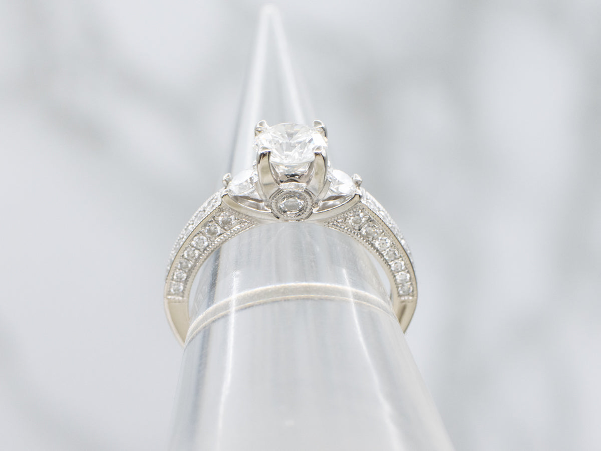 Round Brilliant Diamond Modern White Gold Engagement Ring