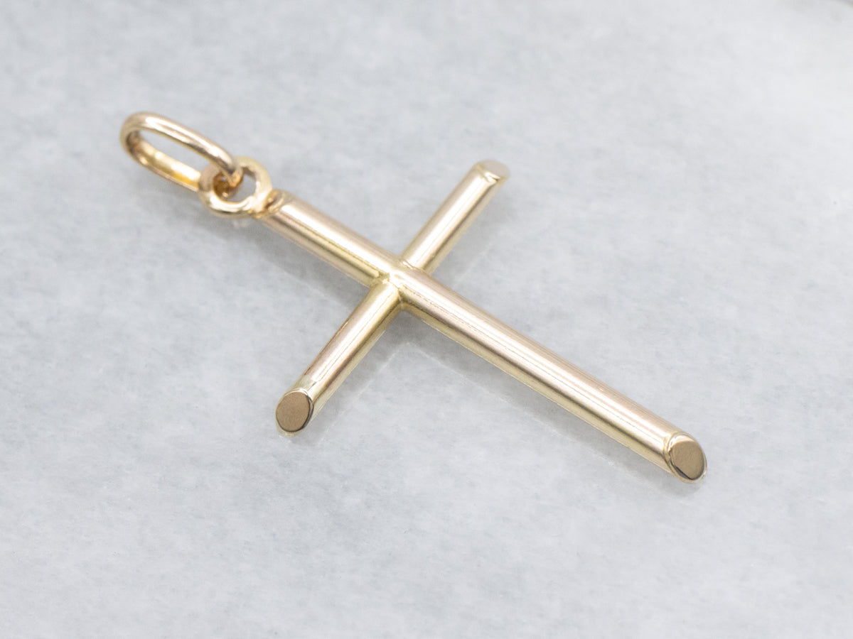 Simple Polished Yellow Gold Cross Pendant
